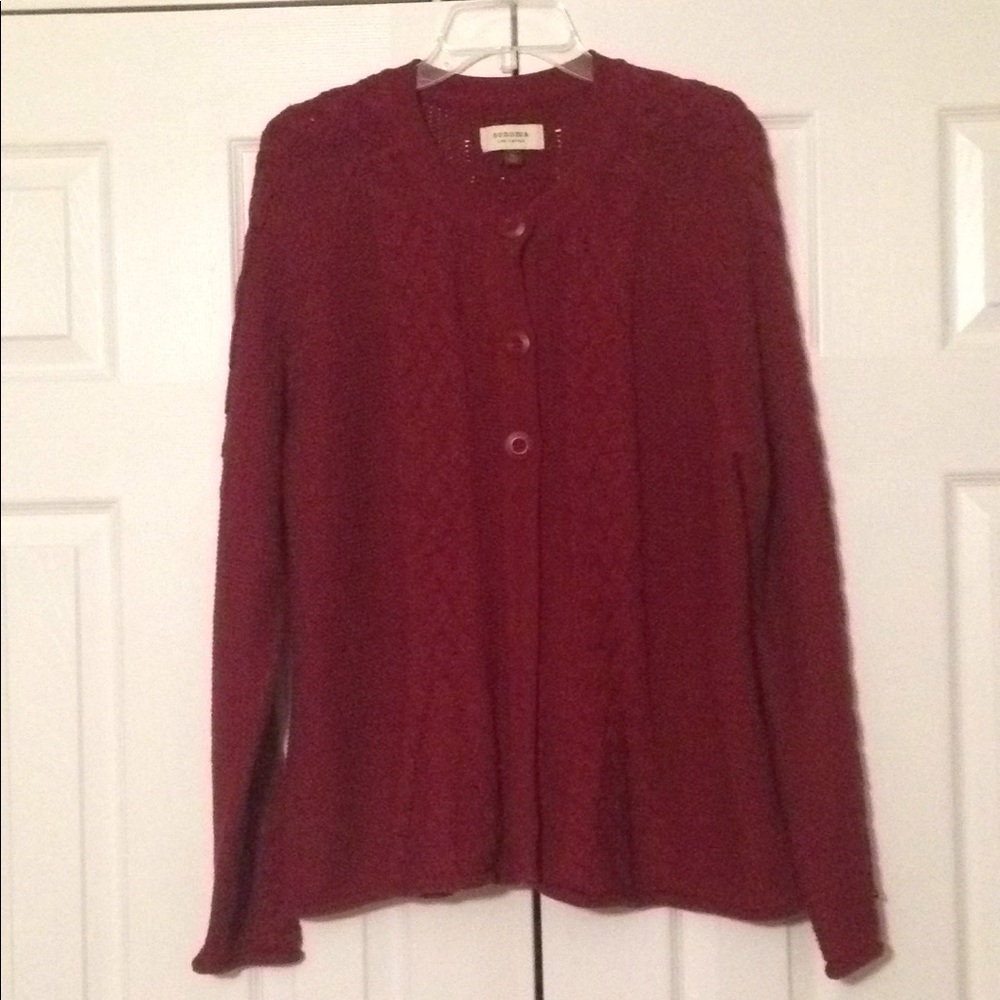 Wine colored fit and flair cardigan